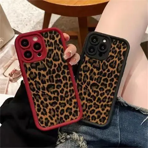 Women Fashionable Simple Leopard Anti-Drop Silicone Case For Apple Mobile Phone