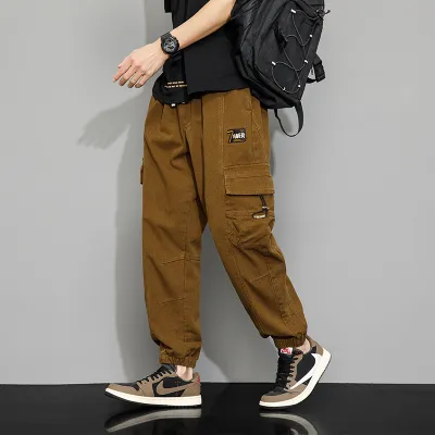 Men Spring Autumn Casual Loose Plus Size Jogger Cargo Pants Cotton
