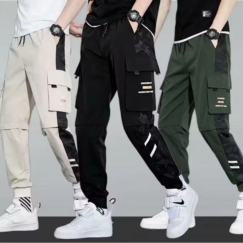 【MODERNIF】With banding cargo jogger pants XXL~ Wholesale Mem Fashion Casual Solid Color Plus Size Jogger