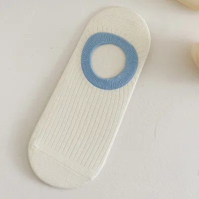 Women Combed Cotton Boat Socks Non-Slip Summer Thin Color-Blocking No-Show Socks Custom