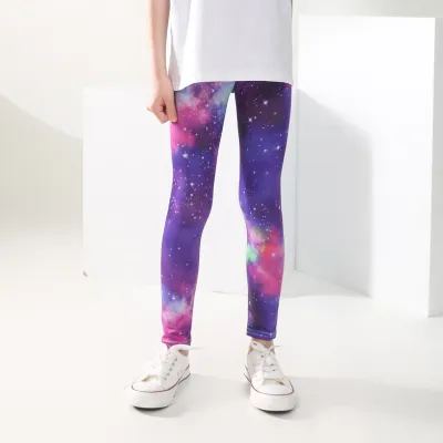 Kids Girls Casual Cute Houndstooth Bow Heart Flower Print Tight Leggings Pants Summer Leisure Milk Fiber Mid-Waist