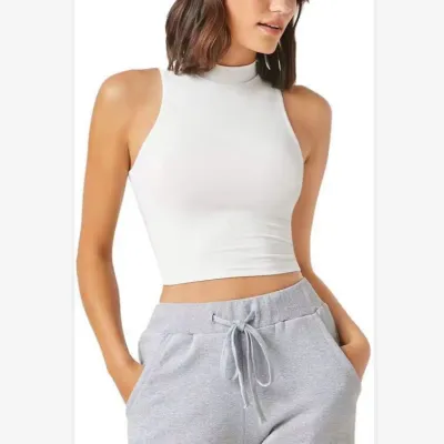 Summer Women Fashion Sexy Solid Color Sleeveless Crop Tank Top
