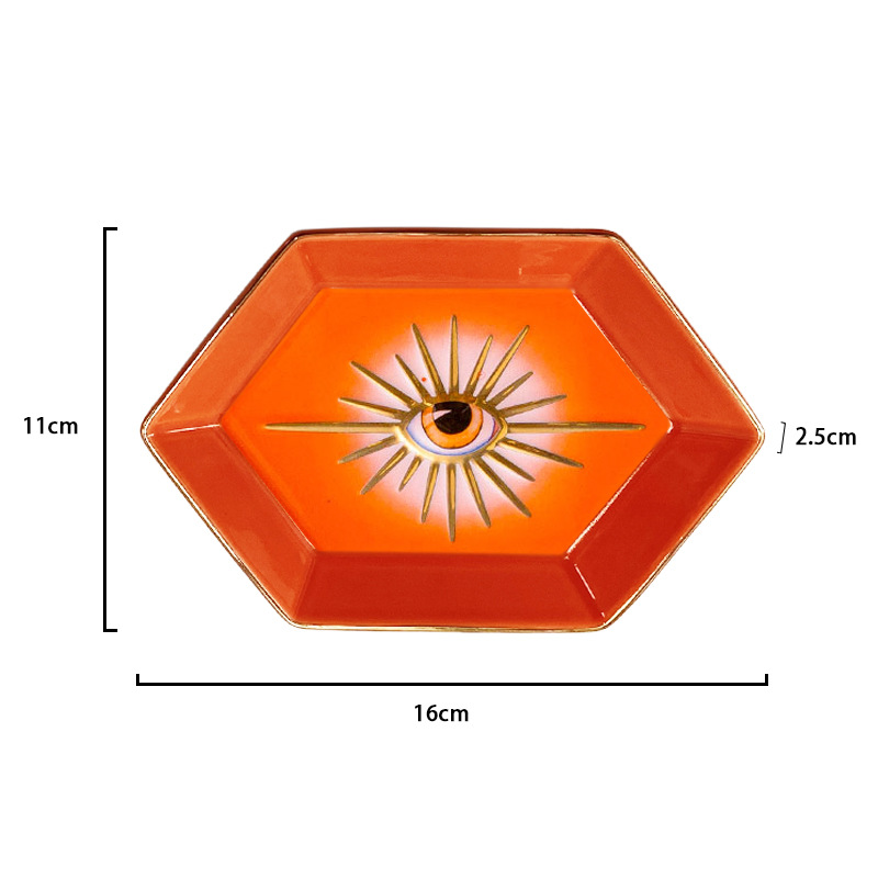 Wholesale Simple Creative Colorful Hexagonal Eyes Ceramic Tray