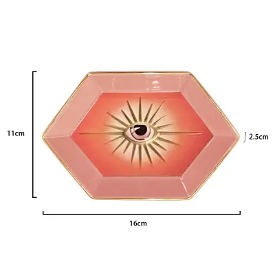 Simple Creative Colorful Hexagonal Eyes Ceramic Tray European Style Home Kitchen Decorative Plate