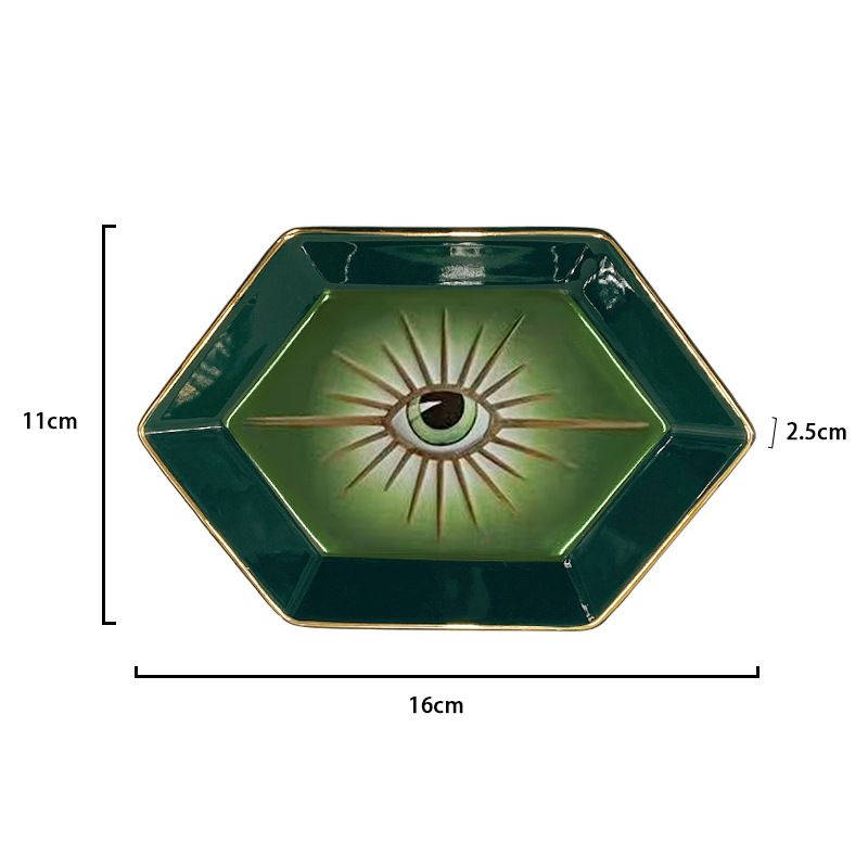 Wholesale Simple Creative Colorful Hexagonal Eyes Ceramic Tray