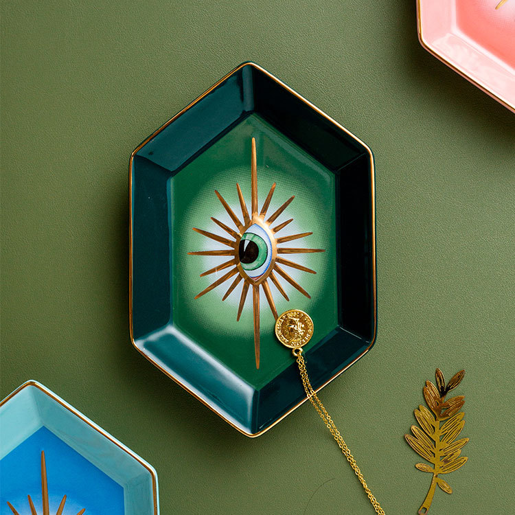 小物 WtapsDenM / Hardshell Tray /Ceramic.Sign Wholesale Simple Creative Colorful Hexagonal Eyes Ceramic Tray