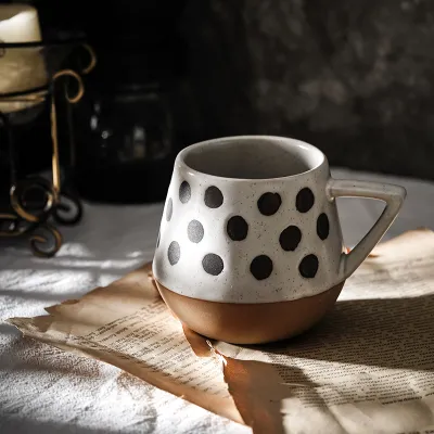Creative Geometric Round Hand-Painted Ceramic Mug With Handle