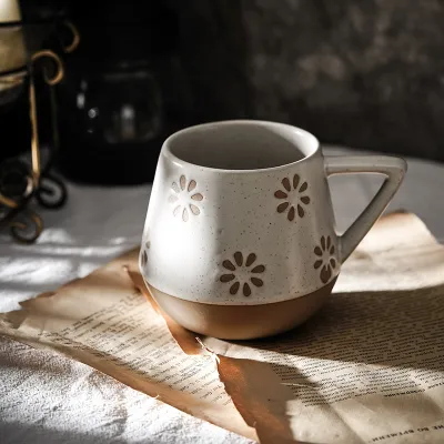 Creative Geometric Round Hand-Painted Ceramic Mug With Handle