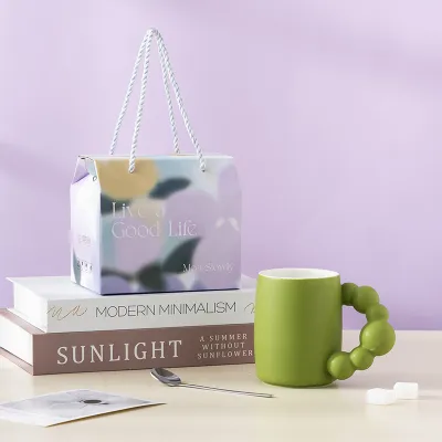 Simple Creative Solid Color Ceramic Coffee Cup for Home Kitchen