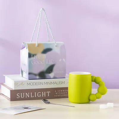 Simple Creative Solid Color Ceramic Coffee Cup for Home Kitchen