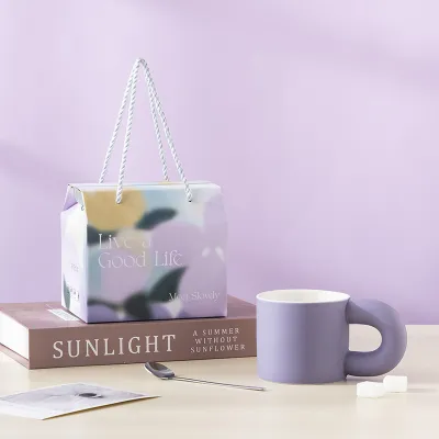 Simple Creative Solid Color Ceramic Coffee Cup for Home Kitchen
