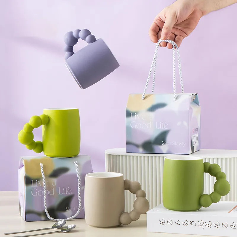 Simple Creative Solid Color Ceramic Coffee Cup for Home Kitchen