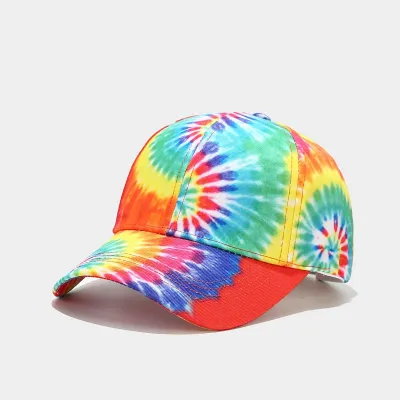 Summer Women Fashion Tie-Dye Colorful Graffiti Cap Polyester Dome Hat