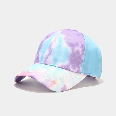 Summer Women Fashion Tie-Dye Colorful Graffiti Cap Polyester Dome Hat