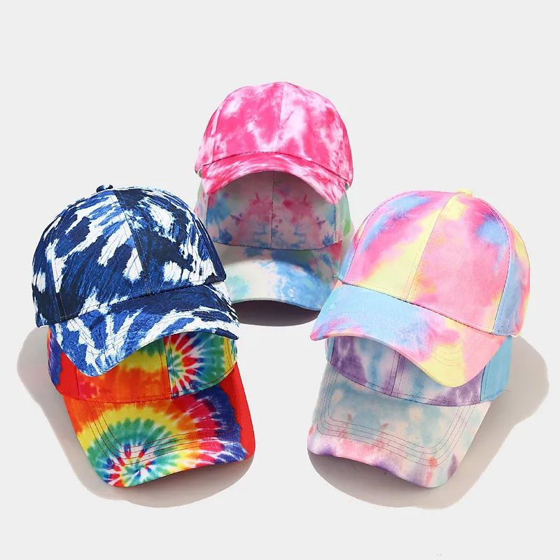 Summer Women Fashion Tie-Dye Colorful Graffiti Cap Polyester Dome Hat