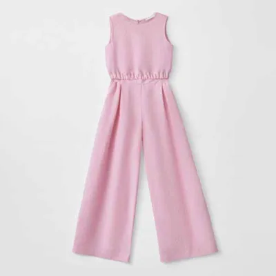 Kids Toddler Girls Summer Casual Solid Color Linen Cotton Sleeveless Tank Top and Pants Set