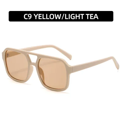 Classic Double Beam Aviator Sunglasses PC Frame AC Lens