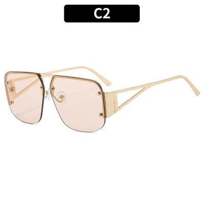 Fashion Metal Half Frame Square Sunglasses