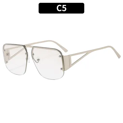 Fashion Metal Half Frame Square Sunglasses