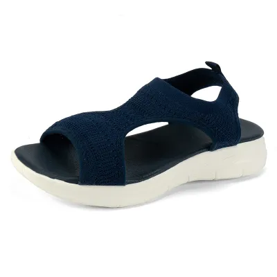 Summer Women Casual Plus Size Peep Toe Fly-Woven Breathable Thick-Soled Sandals