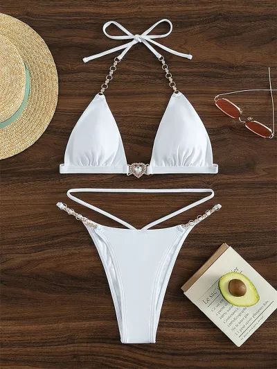 Women Sexy Rhinestone Chain Bikini