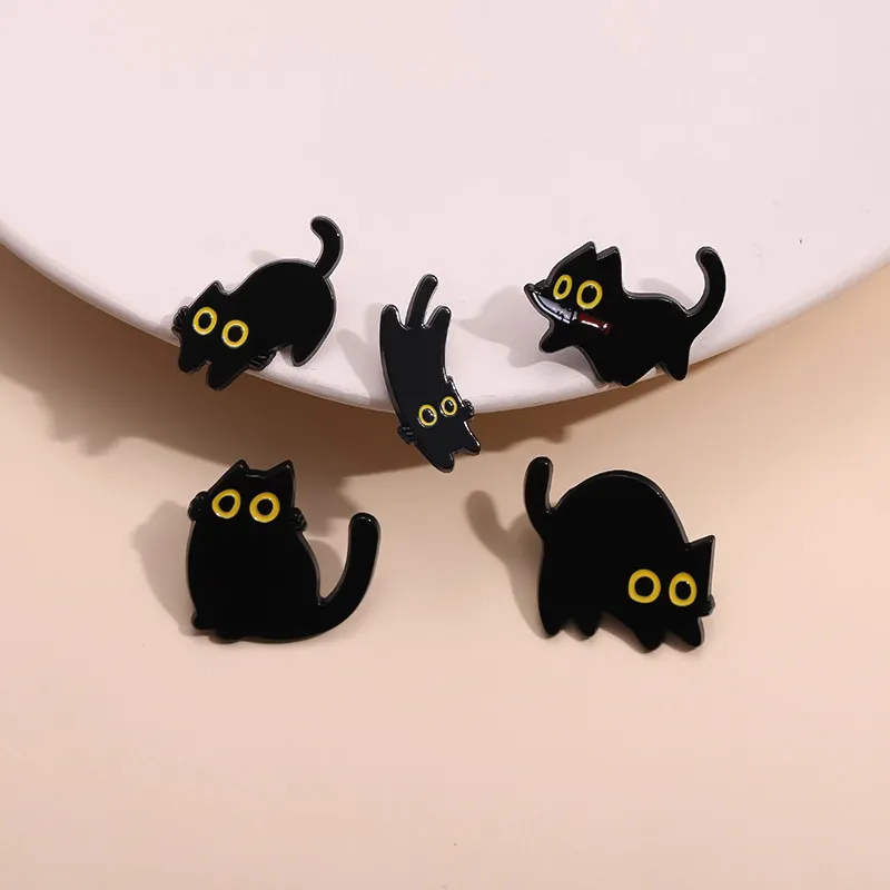 Women Fashion Cartoon Cute Kitten Metal Brooch Simple Brooch