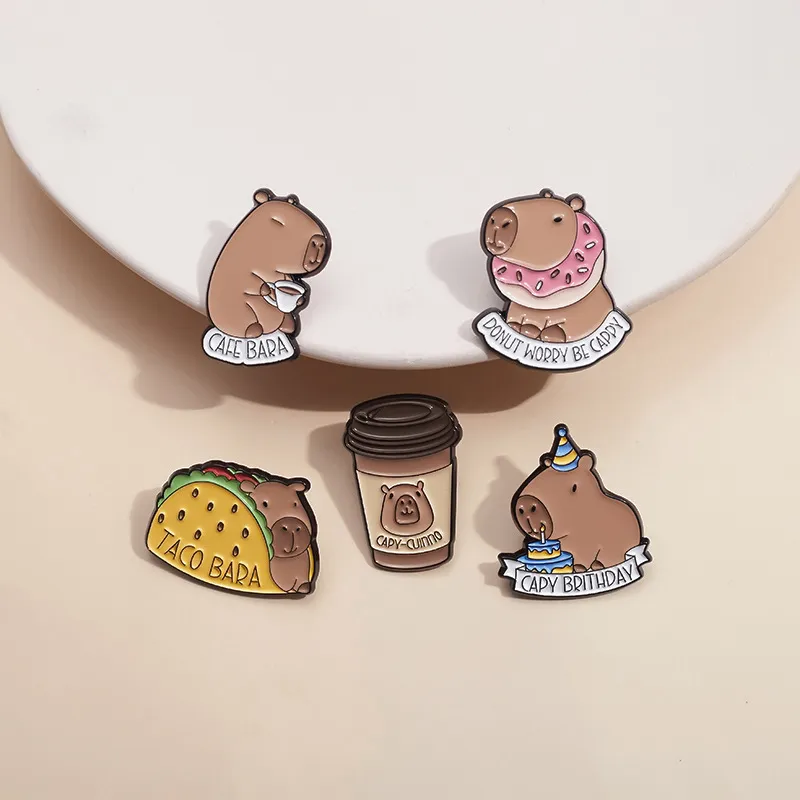 Women Fashion Cartoon Cute Bear Milk Tea Cup Zinc Alloy Brooch