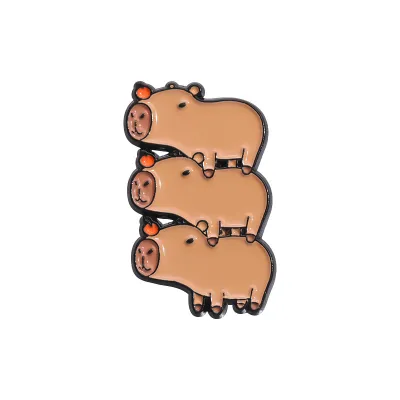 Women Cartoon Cute Animal Capybara Alloy Paint Brooch