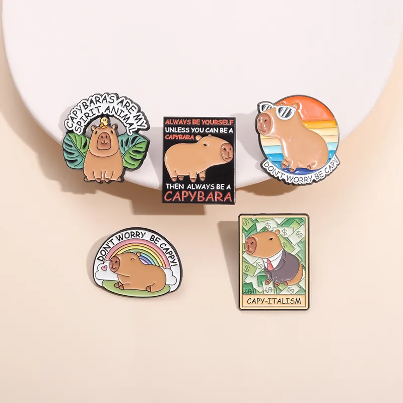 Women Cartoon Cute Animal Capybara Alloy Paint Brooch