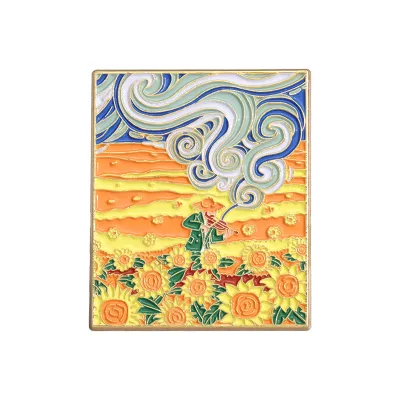 Women Fashion Cartoon Fairy Tale Oil Painting Series Square Brooch Brooch