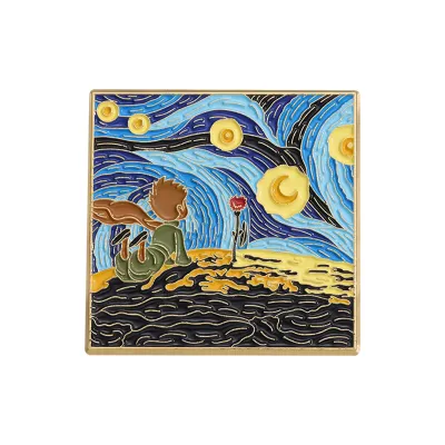 Women Fashion Cartoon Fairy Tale Oil Painting Series Square Brooch Brooch