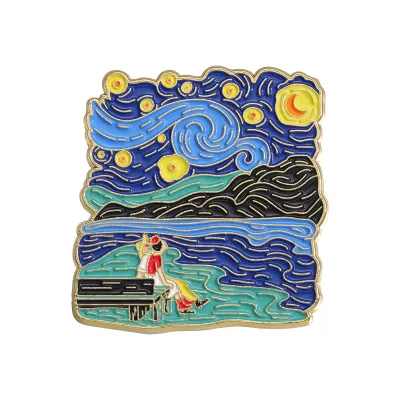 Women Fashion Cartoon Fairy Tale Oil Painting Series Square Brooch Brooch