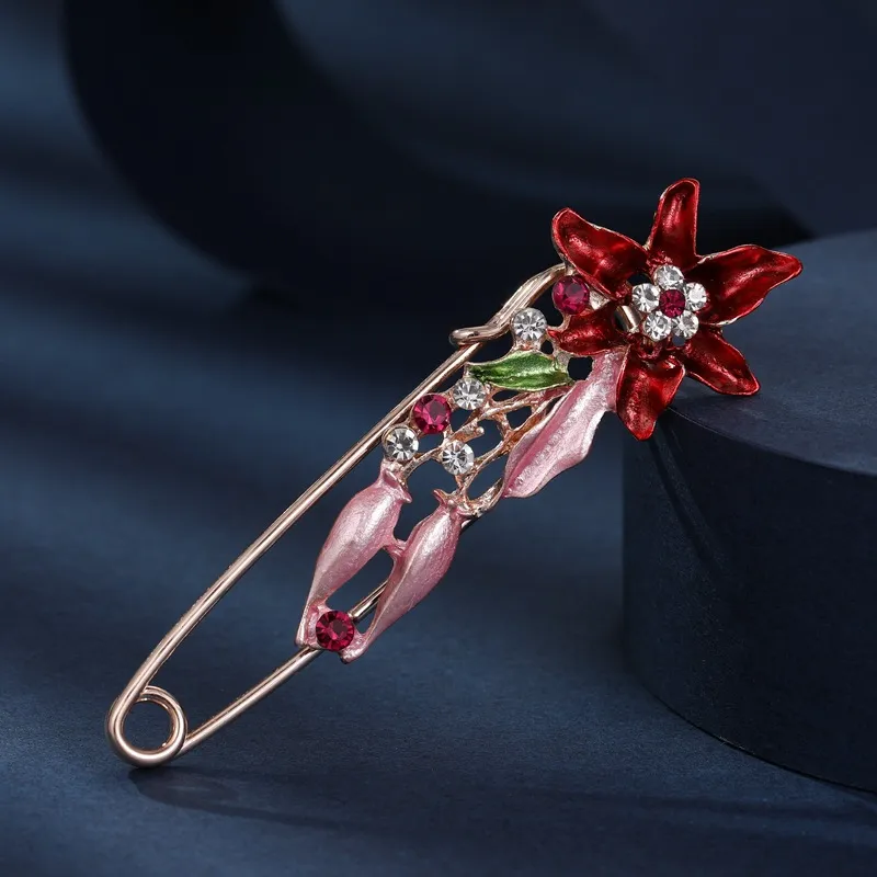 Women Fashion Tulip Floral Big Ethnic Brooch Pin
