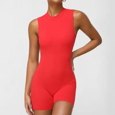 Women's Backless Tight Sports Yoga Romper - Athleisure Solid Color