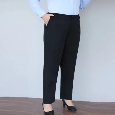 Women Casual Solid Color Straight Leg Pants Plus Size