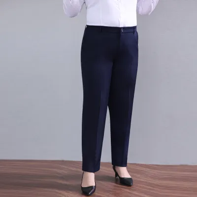 Women Casual Solid Color Straight Leg Pants Plus Size