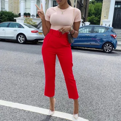 Women's Casual Solid Color High Waist Pencil Pants