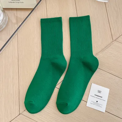 Women Fashion Simple Candy Solid Color Mid-Length Socks