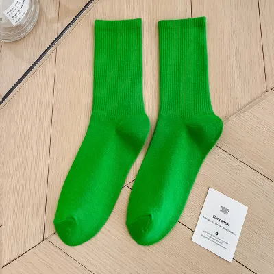 Women Fashion Simple Candy Solid Color Mid-Length Socks