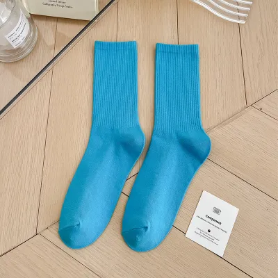Women Fashion Simple Candy Solid Color Mid-Length Socks