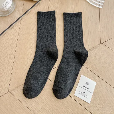 Women Fashion Simple Candy Solid Color Mid-Length Socks