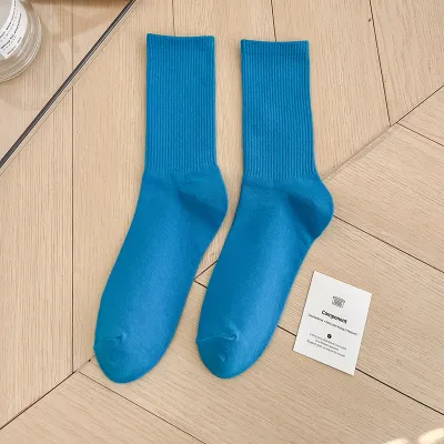 Women Fashion Simple Candy Solid Color Mid-Length Socks