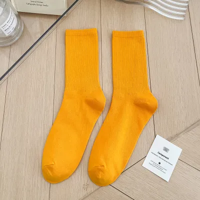 Women Fashion Simple Candy Solid Color Mid-Length Socks