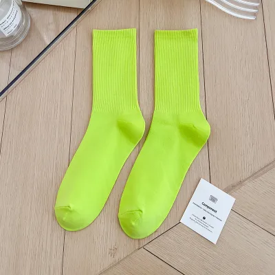 Women Fashion Simple Candy Solid Color Mid-Length Socks