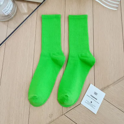Women Fashion Simple Candy Solid Color Mid-Length Socks