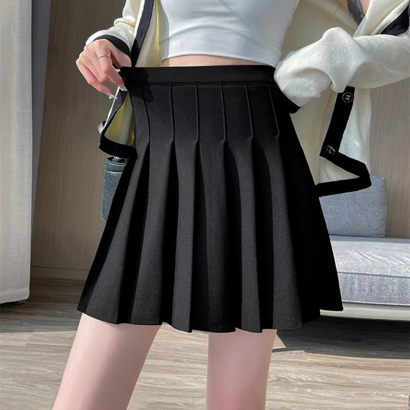 Women's High Waist Pleated Skirt - Commuter Style Solid Color
