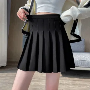 Women's High Waist Pleated Skirt - Commuter Style Solid Color