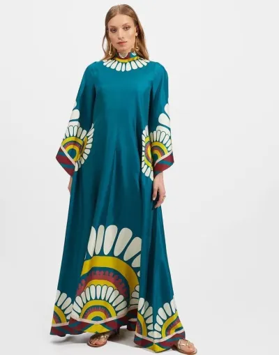 Summer Women Casual V-Neck Floral Print Oversize Dress