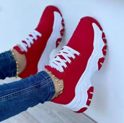 Women's Casual Canvas Plus Size Thick-Soled Low Top Sneaker