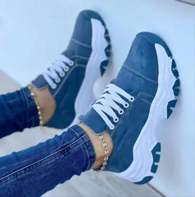 Women's Casual Canvas Plus Size Thick-Soled Low Top Sneaker
